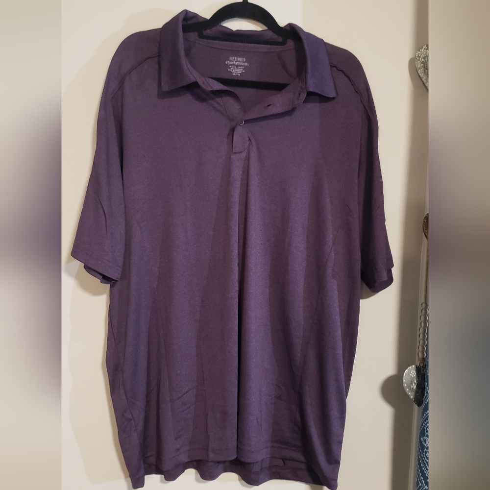Mens extreme performance polo shirt. Color purple. Size XXL.